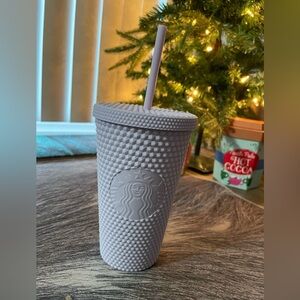 NWT - Starbucks 16oz Lavender Purple Textured Tumbler w/ twist lid and straw